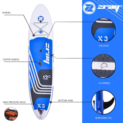 Tabla de Paddle Surf Hinchable Zray SUP X-Rider X3 12'