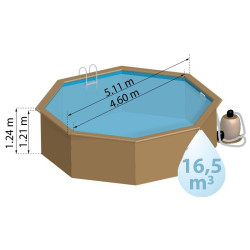 Piscina de Madera Gre Sunbay Violette 2 Ø 5,00 x H. 1,27 m