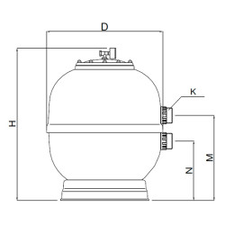 Filtro Ice AstralPool Laminado depuradora de piscina con Válvula Lateral