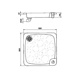 Plato ducha 80x80 con anclaje Ø43 AstralPool