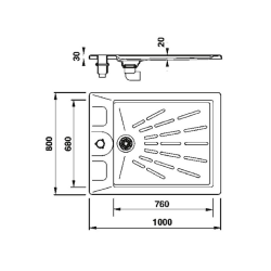 Plato ducha Classic con anclaje 100 x 80 cm Ø43 AstralPool