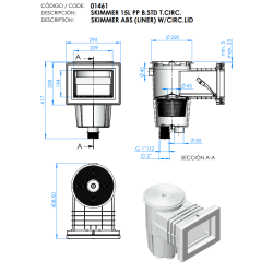 Skimmer 15 Litros boca standard piscina con liner y prefabricada AstralPool