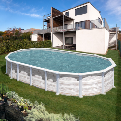 Piscina Desmontable Gre Islandia Ovalada Acero Imitación Madera 610 x 375 x 132 cm