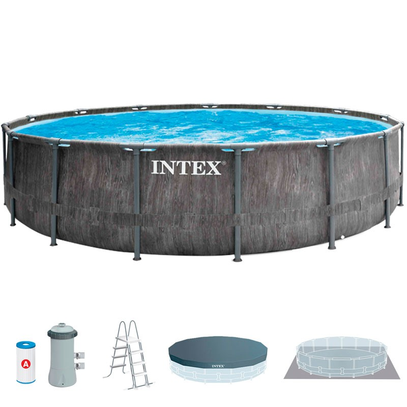 Piscina Intex Greywood Prism Frame 457x122cm con dep. cartucho y escalera 26742NP