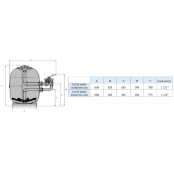 Filtro de Piscina Laminado Kriba con Válvula Lateral