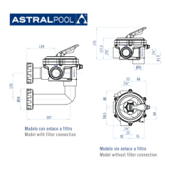 Válvula Selectora Classic Lateral ASTRALPOOL Sin Enlace a Filtro