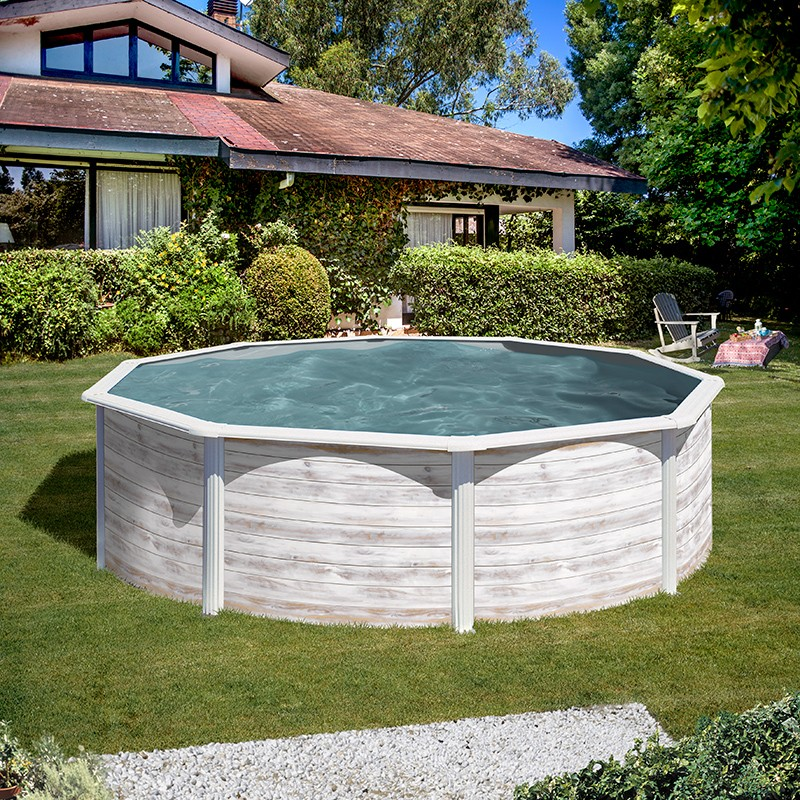 Piscina Desmontable GRE Finlandia Circular imitación madera 120 cm de altura