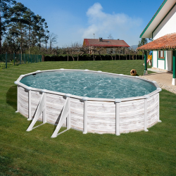 Piscina Desmontable GRE Groenlandia Ovalada Imitación madera 132 cm de altura