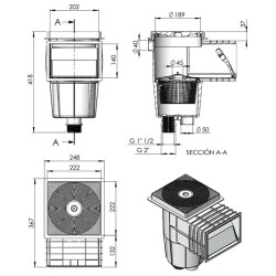 Skimmer 15 L. for concrete pool