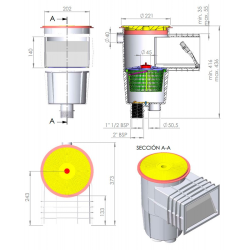 Skimmer 15 L. boca standard para piscina de hormigón