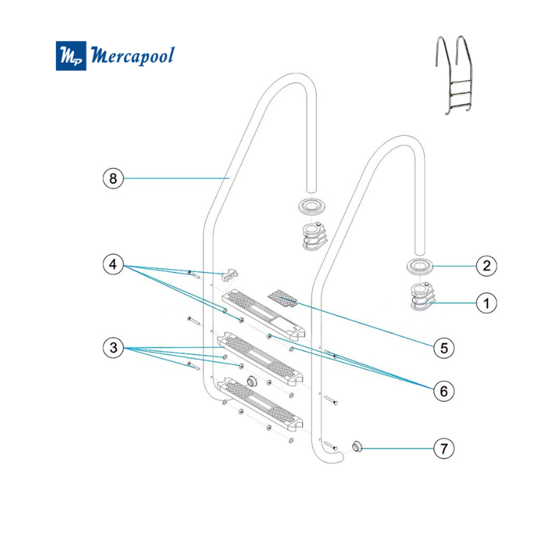 Spare parts for swimming pool stairs