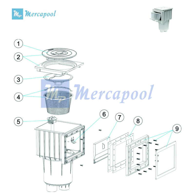 Skimmer Astralpool 17 L. SPS250 58382, 66757, 66756 y 58609